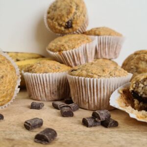 Muffins μπανάνας με δάκρυα σοκολάτας (vegan)